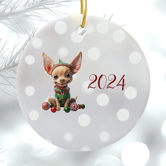 Party Pup Kerst Elf Keramisch Ornament