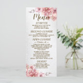 Party Roze Waterverf Flowers Glanzende Glitter Menu (Staand voorkant)