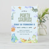 Party Saurus Dinosaur Invitation d'anniversaire (Debout devant)
