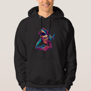Party Shark Disco DJ met hoofdtelefoon draaitafel Hoodie