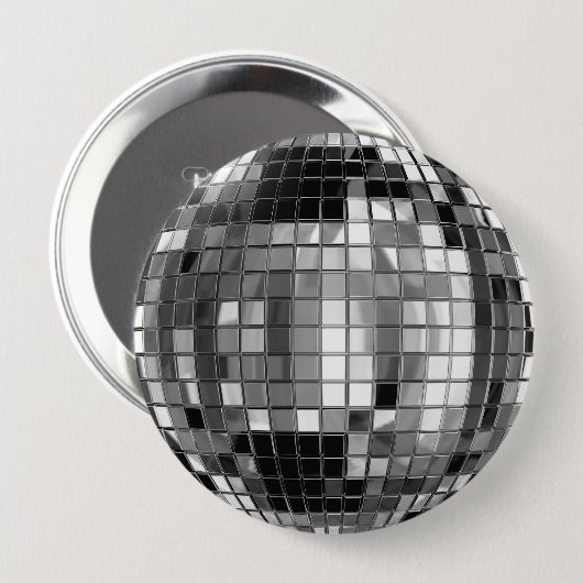 Party Silver Disco Ball Huge Button (Voorkant /achterkant)
