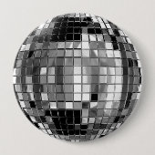 Party Silver Disco Ball Huge Button (Voorkant)