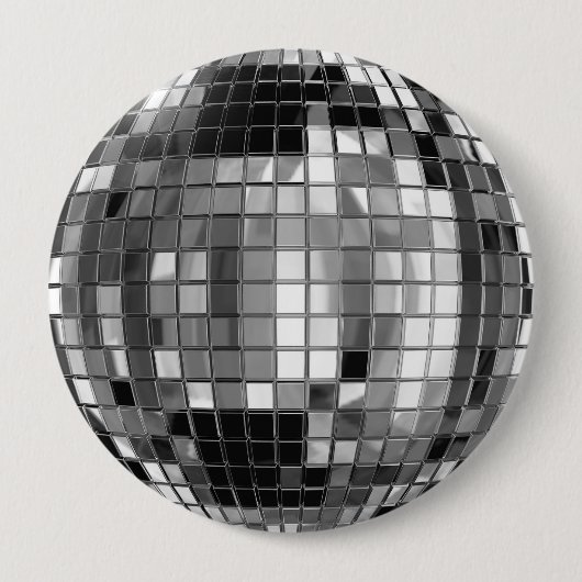 Party Silver Disco Ball Huge Button (Voorkant)