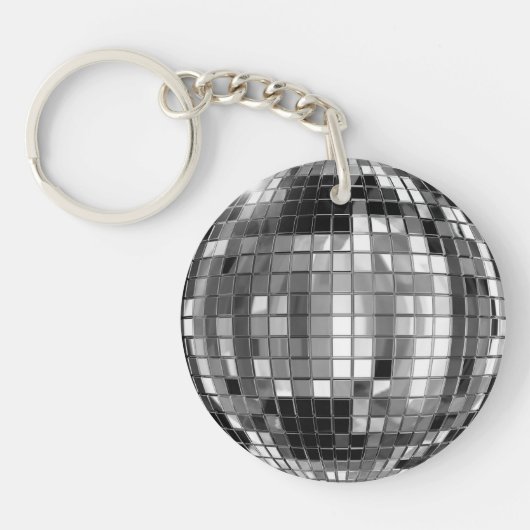 Party Silver Disco Ball Sleutelhanger (Voorkant)
