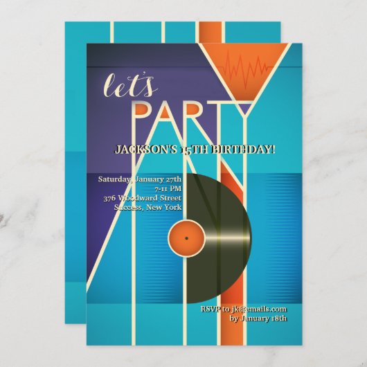 Party Sounds Uitnodiging (Voorkant / Achterkant)