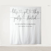 Party Started Hart Script Bruiloft Foto Achtergron Wandkleed (Voorkant)