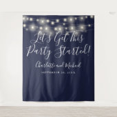 Party Started Lights Navy Blue Foto Achtergrond Wandkleed (Voorkant)