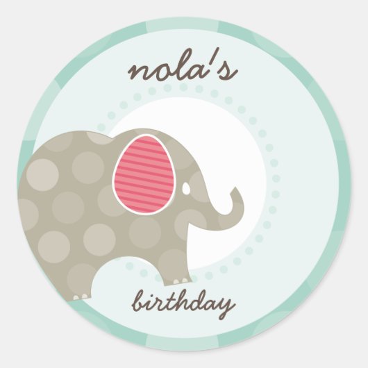 PARTY STICKERS:: olifant 3 Ronde Sticker (Voorkant)