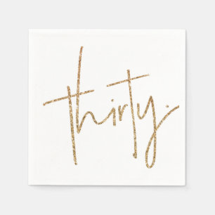 PARTY TAFEL dertig script moderne 30 gouden glitte Servetten