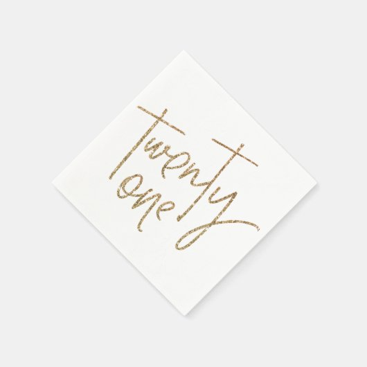 PARTY TAFEL eenentwintig script modern goud glitte Servetten (Hoek)