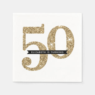 PARTY TAFEL GROTE LEEFTIJD moderne 50 glamour goud Servetten