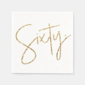 PARTY TAFEL zestig script modern 60 goud glitter Servet (Voorkant)