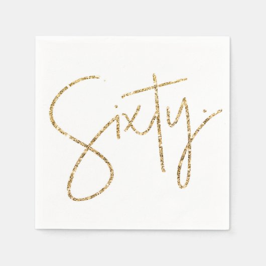 PARTY TAFEL zestig script modern 60 goud glitter Servet (Voorkant)