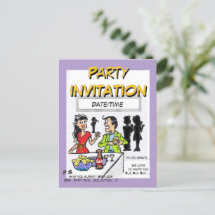 Party Time Cartoon Invitation Briefkaart