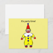Party Time Clown Invitation Kaart (Voorkant / Achterkant)