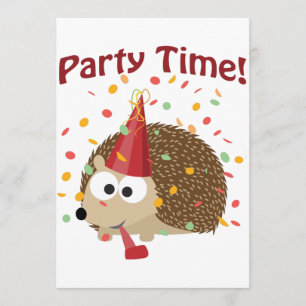 Party Time! Confetti Hedgehog Party Invitation Kaart