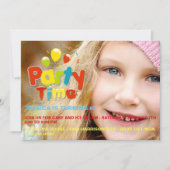Party Time Custom Photo Birthday Uitnodiging (Voorkant)