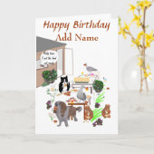 Party Time drôle carte d'anniversaire, personnalis (Fleur jaune)