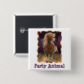 Party Time Fire Horse Vierkante Button 5,1 Cm (Voorkant /achterkant)