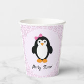 Party Time Girl Penguin Papieren Bekers (Achterkant)