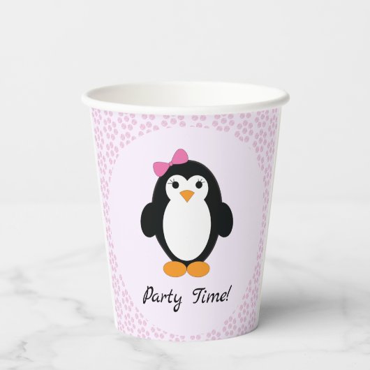 Party Time Girl Penguin Papieren Bekers (Achterkant)