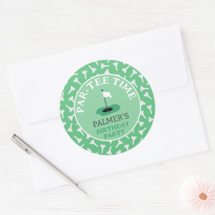 Party Time Golfen Verjaardagsfeest Ronde Sticker
