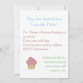 Party Time! Invitation de la fête de Cupcake Cute (Dos)