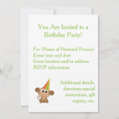 Party Time! Invitation de la fête du singe (Dos)