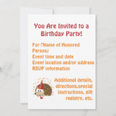 Party Time! Invitation du parti Confetti Hedgehog (Dos)