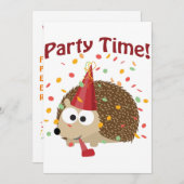 Party Time! Invitation du parti Confetti Hedgehog (Devant / Derrière)