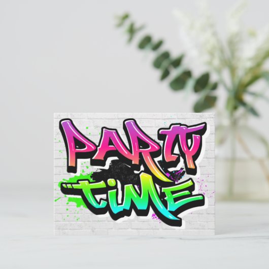 Party Time | Invitation graffiti moderne (Debout devant)