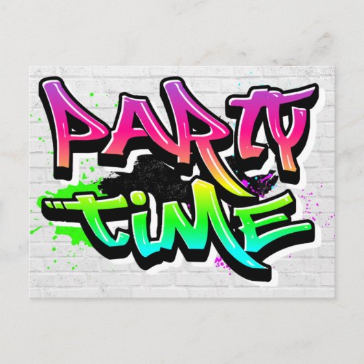Party Time | Invitation graffiti moderne (Devant)