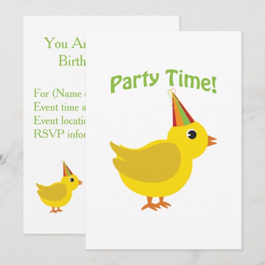 Party Time! Invitations de groupes de poulets (Devant / Derrière)