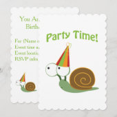 Party Time! Invitations de la fête des escargots (Devant / Derrière)