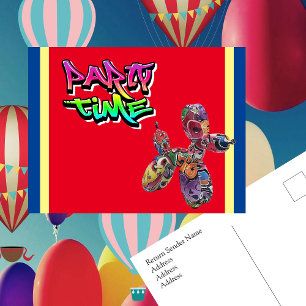 Party Time Kleurrijke graffiti uitnodigen Briefkaart