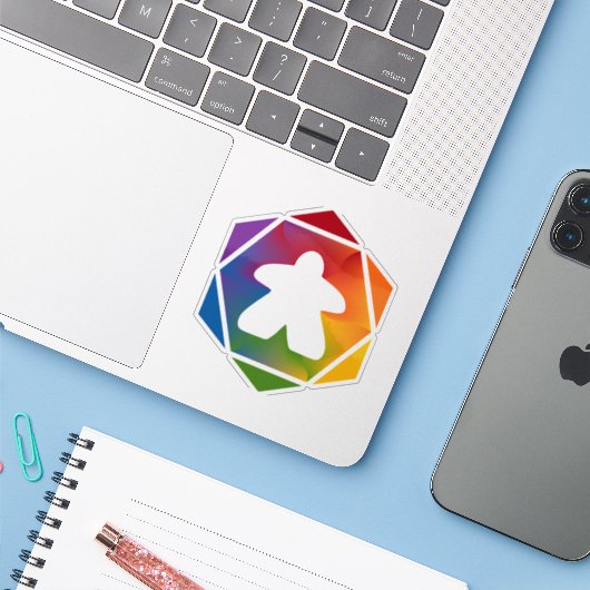 Party Time Meeple Vinyl Sticker (Laptop met iPhone)