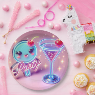 Party Time Neon Pink Papieren Bordje