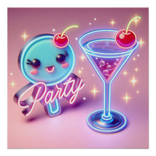 Party Time Neon Pink Perfect Poster