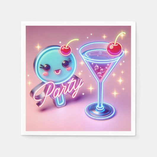 Party Time Neon Pink Servet (Voorkant)