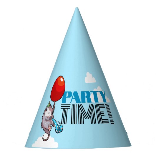 PARTY TIME! Party Possum Grappig Drijvend Opossum Feesthoedjes (Voorkant)