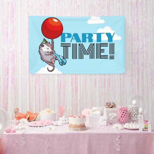PARTY TIME! Party Possum Grappig Drijvend Opossum Spandoek (Feest)