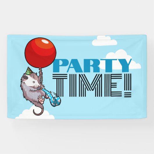 PARTY TIME! Party Possum Grappig Drijvend Opossum Spandoek (Horizontaal)