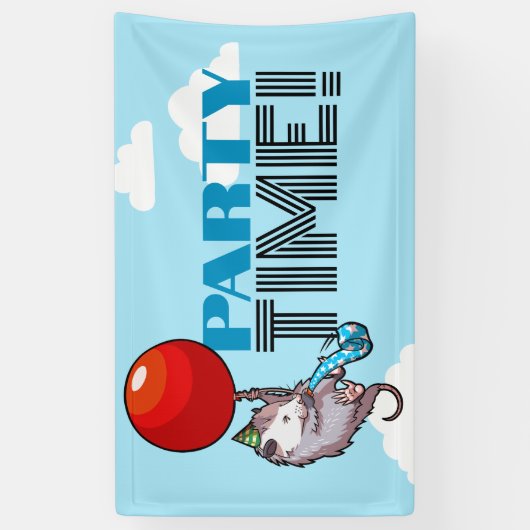 PARTY TIME! Party Possum Grappig Drijvend Opossum Spandoek (Verticaal)