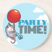 PARTY TIME! Party Possum Grappig Drijvend Opossum Zandsteen Onderzetter (Voorkant)