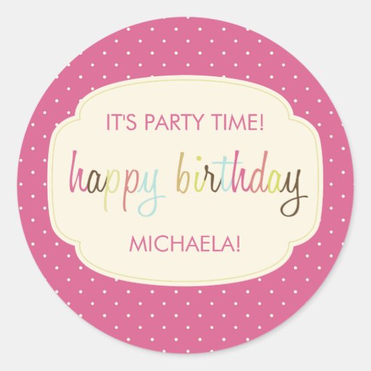 Party Time Personalized Birthday Stickers (Voorkant)