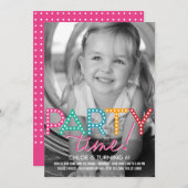 Party Time Photo Birthday Uitnodiging (Voorkant / Achterkant)