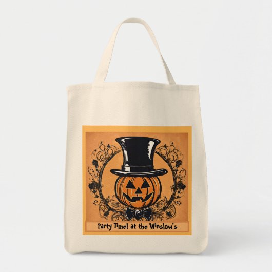 Party Time! Pumpkin Head Halloween Canvas tas (Voorkant)