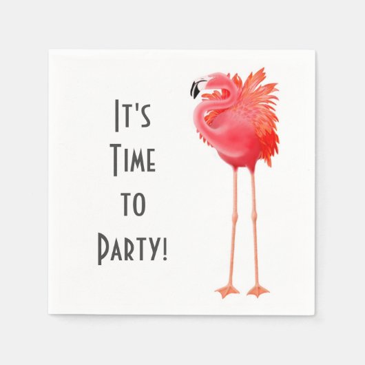 Party Time Roze Flamingo Papieren servetten (Voorkant)