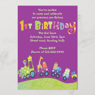 Party Train 1st Birthday Happy Party Kaart