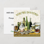 Party Uitnodiging Bier Champagne, Oesters (Voorkant / Achterkant)